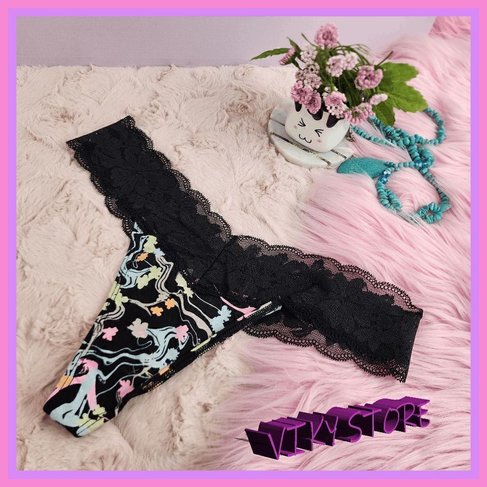 NWT VS Pink Floral Tanga: Lace Medium Elegance! NWT
